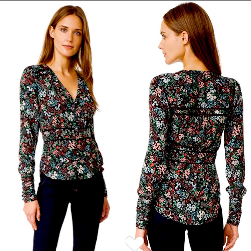 Veronica Beard Ripley Silk Floral Blouse Size 4